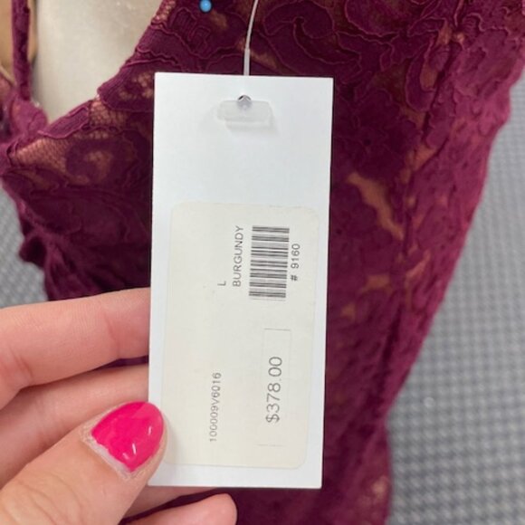 Burgundy & Lace Evening Dress with Low Back - Picture 11 of 11